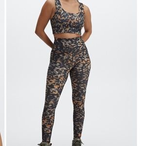 Fabletics Wild Camo/Gaia sports bra and Powerhold leggings set